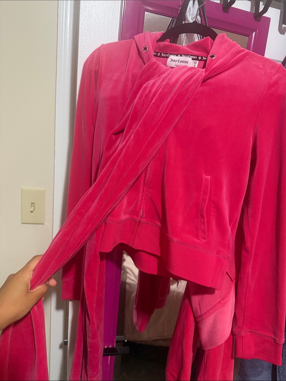 Juicy Couture Hot Pink Velour Zip Hoodie